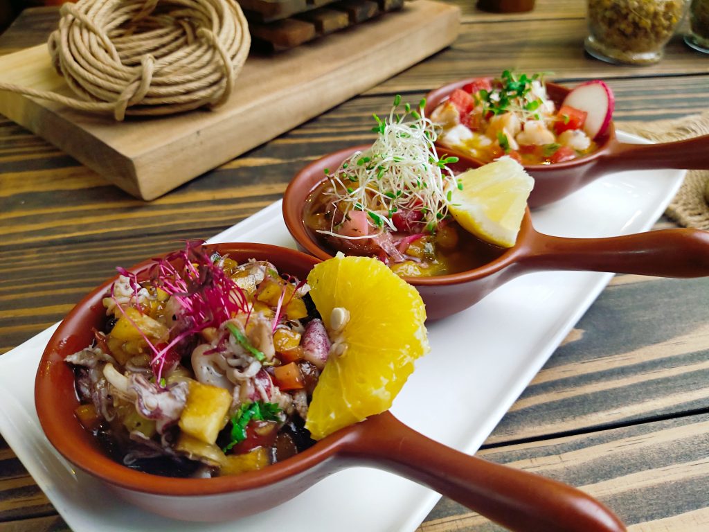 Trio Ceviche of Cazuela Spanish Cuisine